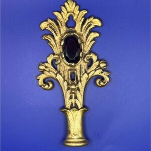 Vintage Art Deco Lamp Finial from Salem Bros. Czech Glass Amethyst Crystal Brass